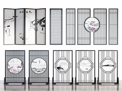 屏风隔断3d模型-1