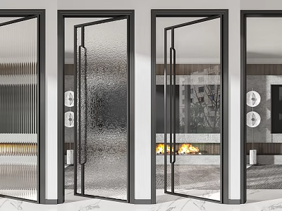 玻璃推拉门3D模型-1