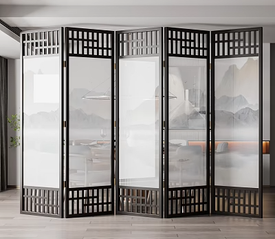 屏风隔断3d模型-1