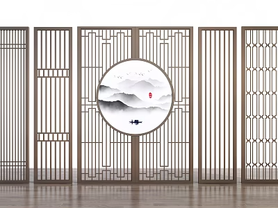 屏风隔断3d模型-1