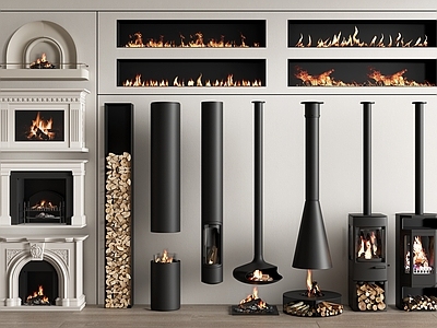 火焰壁炉3D模型-1