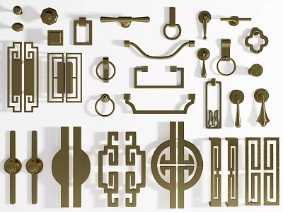 门锁五金拉手3d模型-1