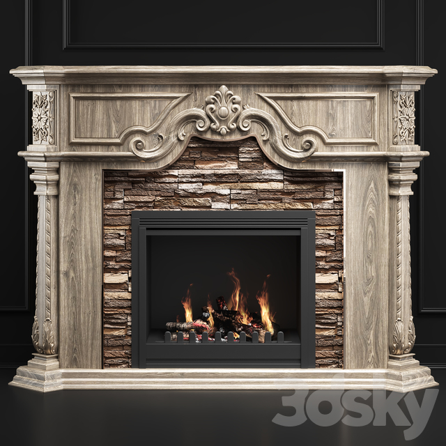 壁炉3D模型-1