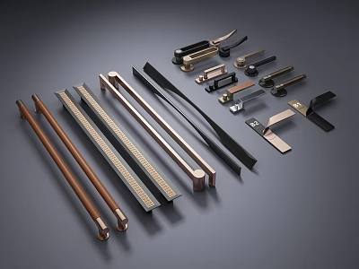 门锁五金拉手3d模型-1