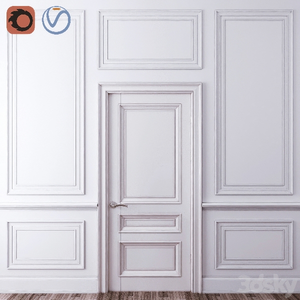 雕花石膏线条角线罗马柱子3d模型-1