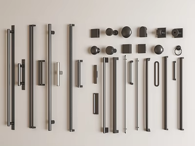 门锁五金拉手3d模型-1