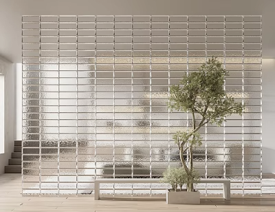 玻璃隔断 _玻璃砖隔断3D模型-1