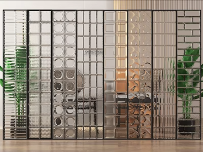 玻璃隔断 _玻璃砖隔断3D模型-1