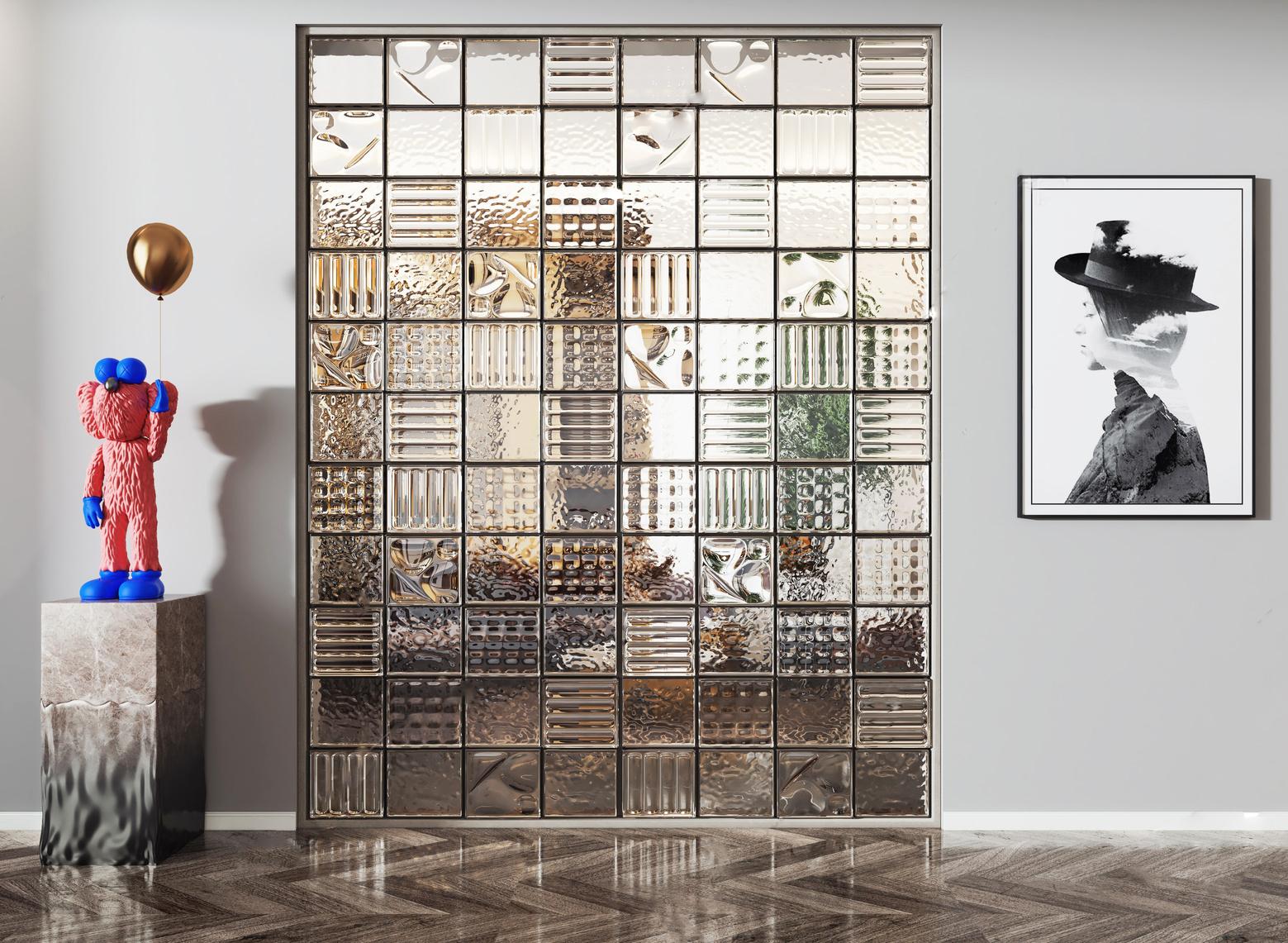 玻璃隔断 _玻璃砖隔断3D模型-1