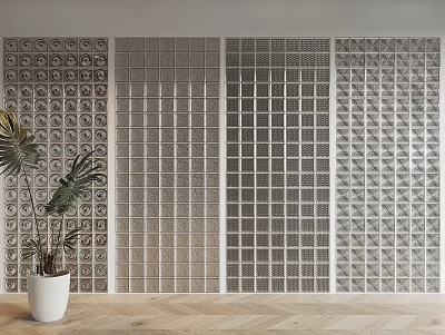 玻璃隔断 _玻璃砖隔断3D模型-1