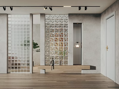 玻璃隔断 _玻璃砖隔断3D模型-1