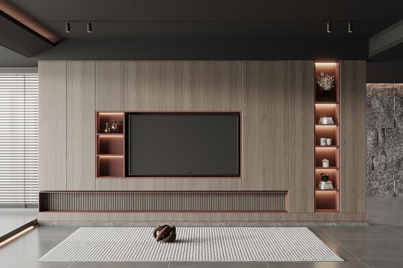 电视背景墙3D模型-1