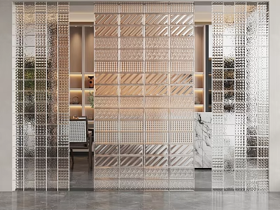 玻璃隔断 _玻璃砖隔断3D模型-1