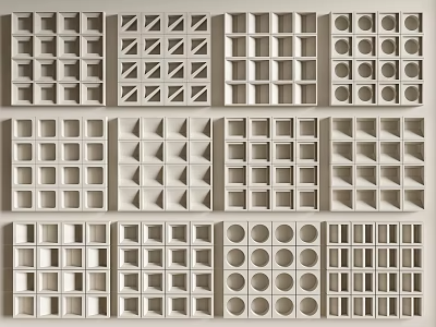 玻璃隔断 _玻璃砖隔断3D模型-1