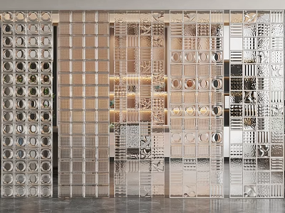 玻璃隔断 _玻璃砖隔断3D模型-1