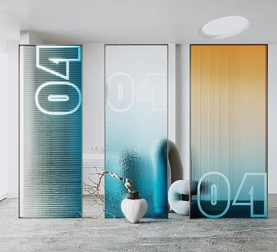 玻璃隔断 _玻璃砖隔断3D模型-1