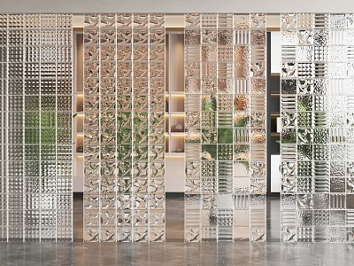 玻璃隔断_玻璃砖隔断3D模型-1