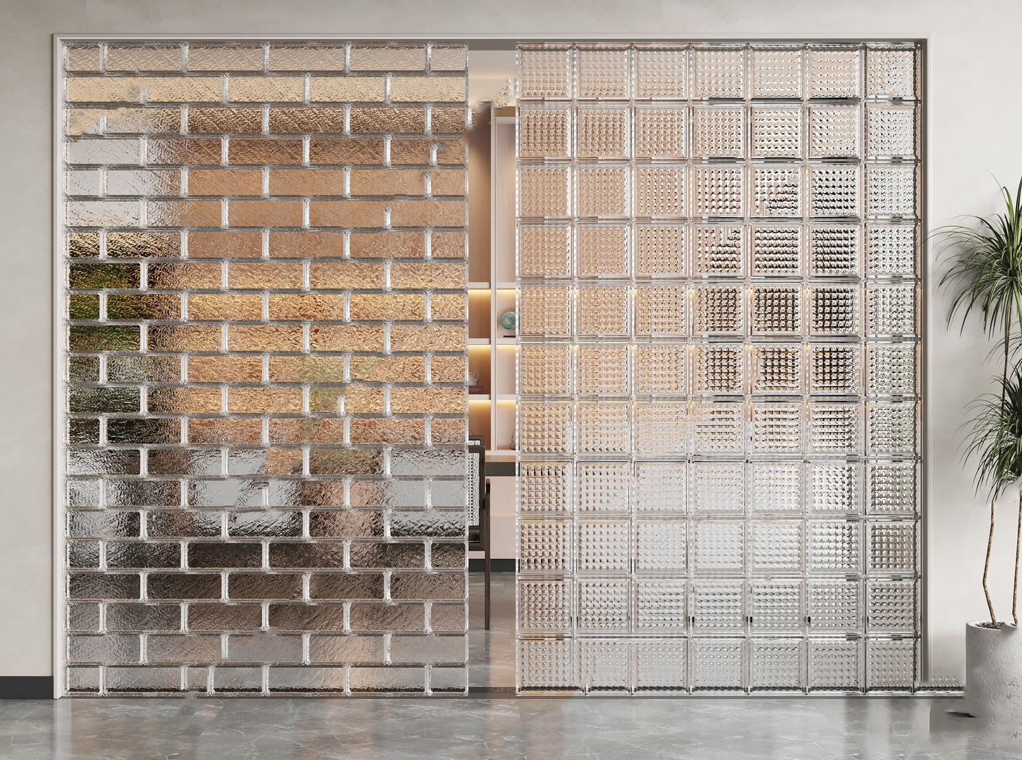 玻璃隔断_玻璃砖隔断3D模型-1