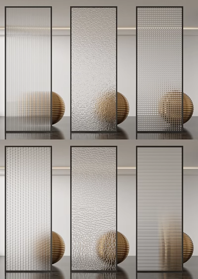 玻璃隔断 _玻璃砖隔断3D模型-1