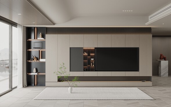 电视背景墙3D模型-1