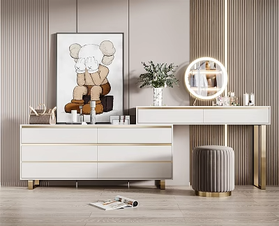 梳妆台SU模型下载-1