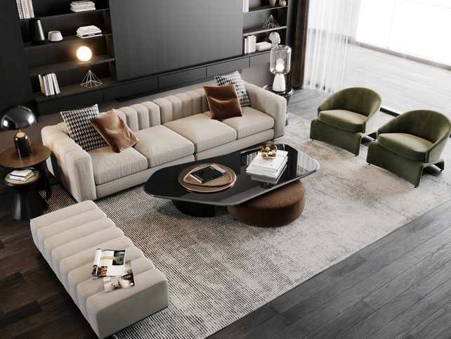 SU沙发茶几组合模型-1