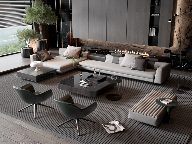 SU沙发茶几组合模型-1