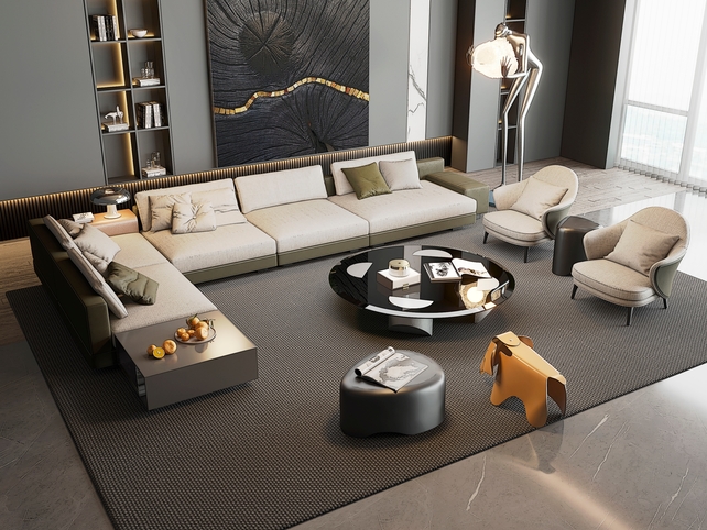 SU沙发茶几组合模型-1