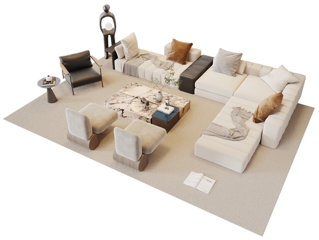 SU沙发茶几组合模型-1