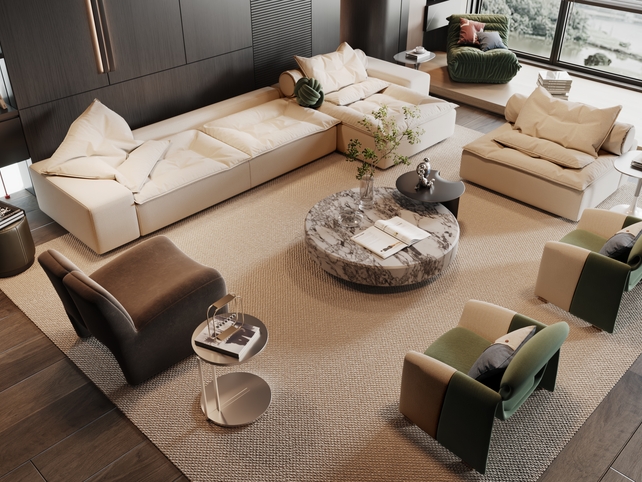 SU沙发茶几组合模型-1