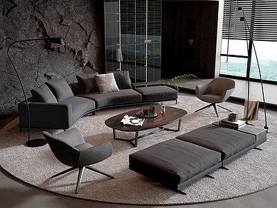 SU沙发茶几组合模型-1