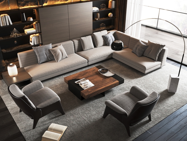 SU沙发茶几组合模型-1