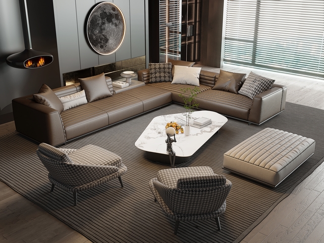 SU沙发茶几组合模型-1