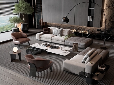 SU沙发茶几组合模型-1