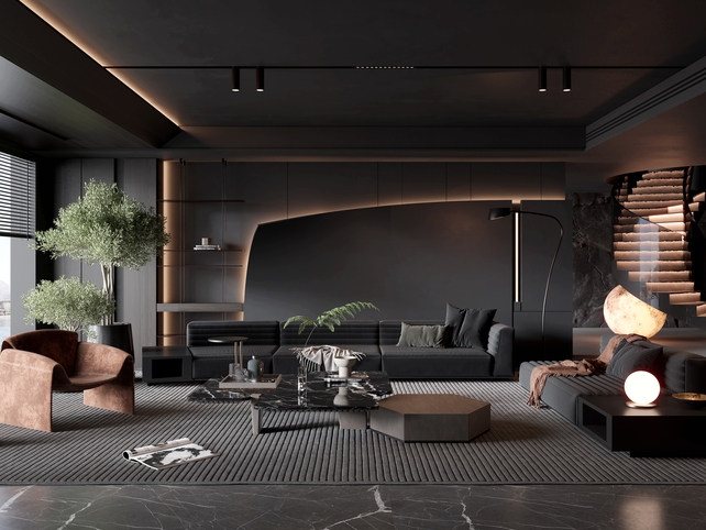 SU沙发茶几组合模型-1