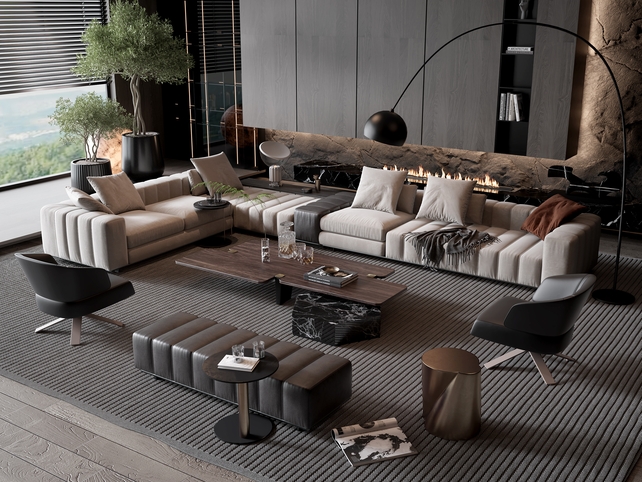 SU沙发茶几组合模型-1