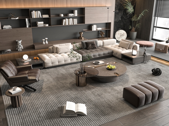 SU沙发茶几组合模型-1