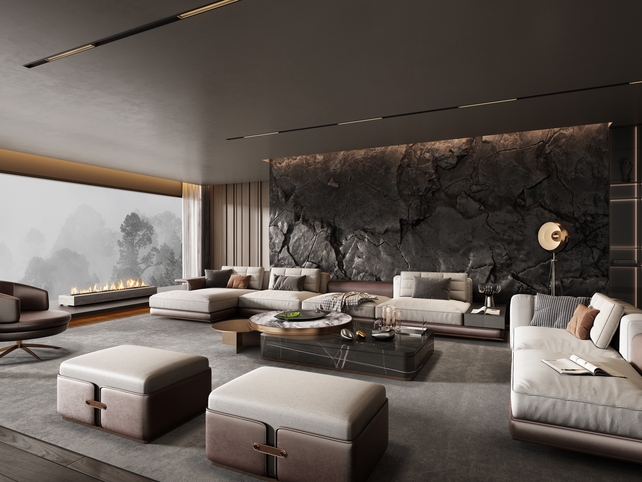 SU沙发茶几组合模型-1