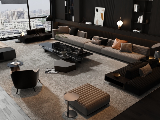 SU沙发茶几组合模型-1