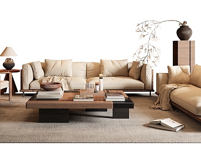 3D沙发茶几组合模型-1