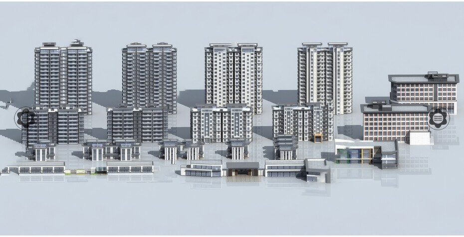 小区住宅建筑SU模型-1
