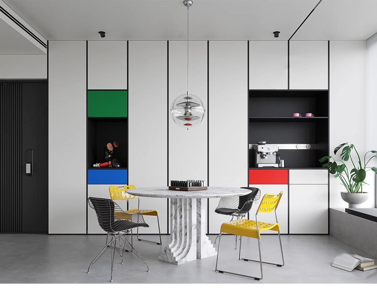 孟菲斯餐桌椅SU模型-1