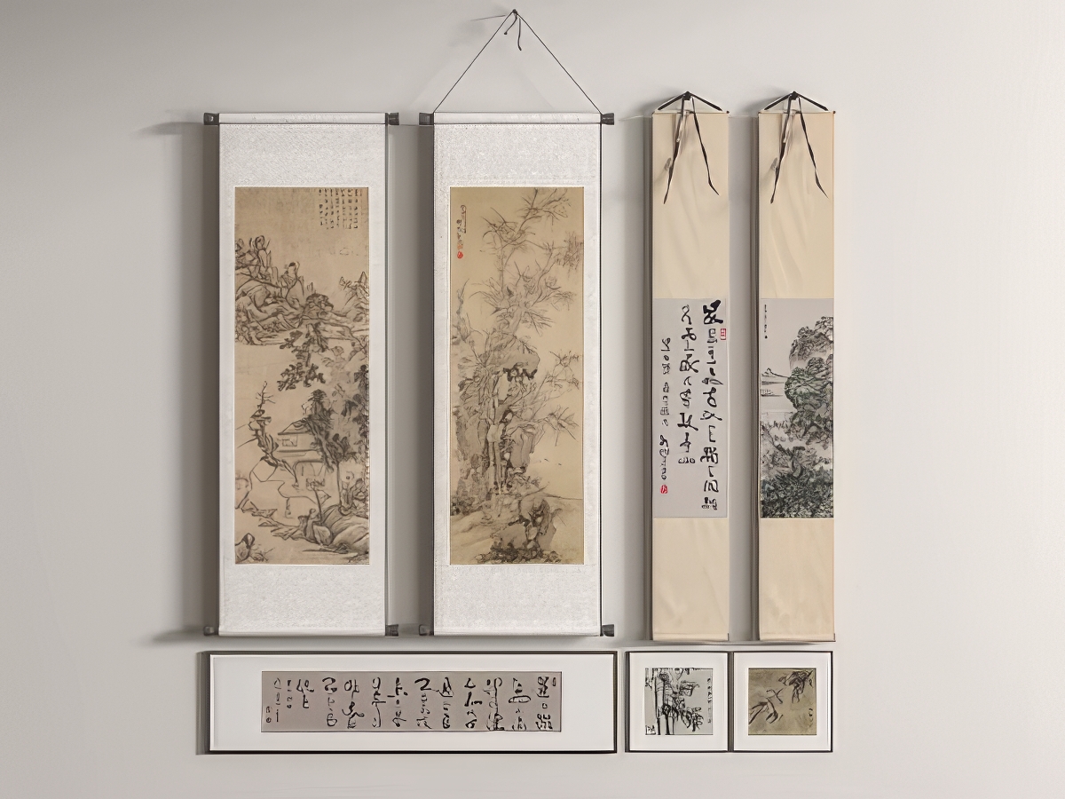 中式装饰画SU模型-1