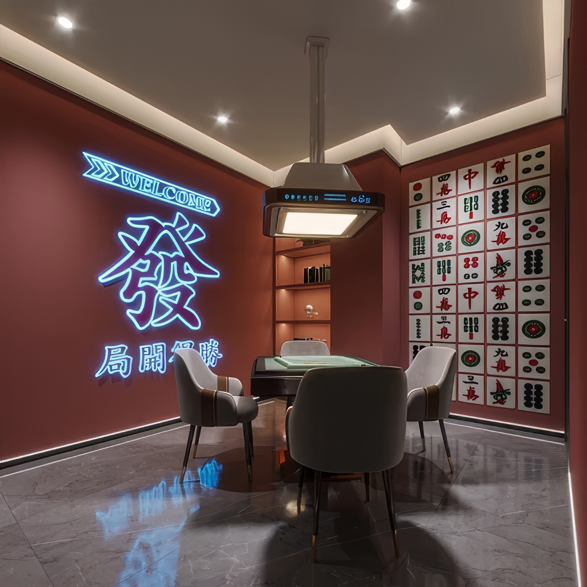 麻将房_棋牌室SU模型-1