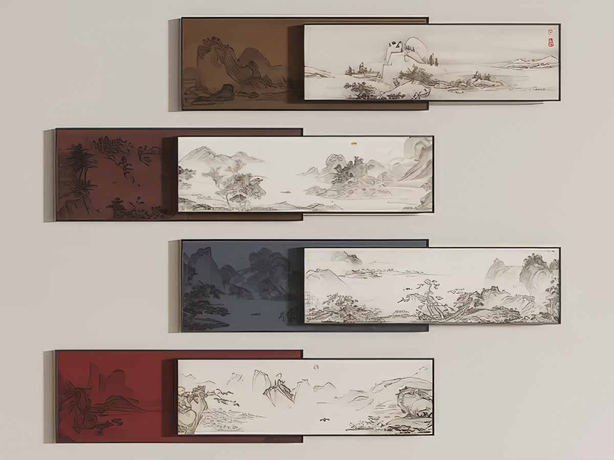中式装饰画SU模型-1