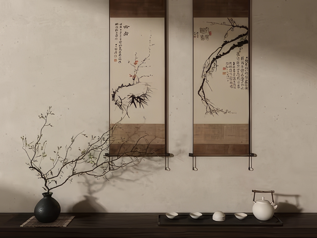 中式装饰画SU模型-1