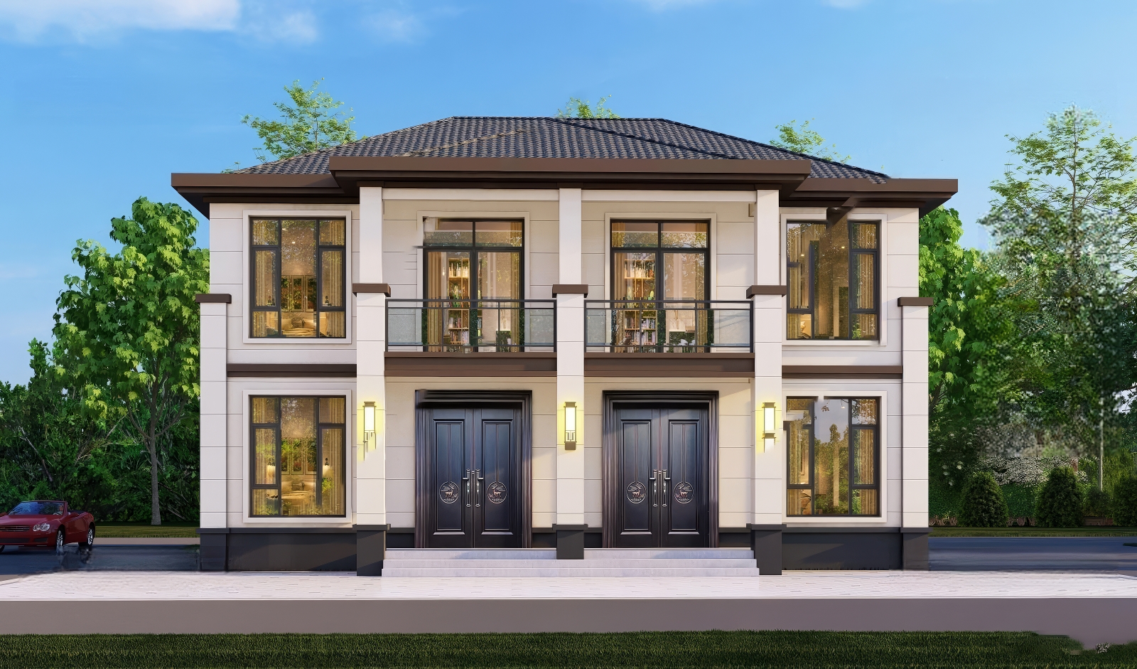 双拼联排别墅SU模型-1