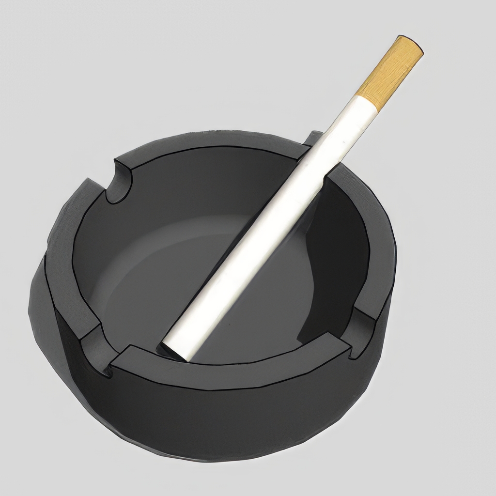 香烟_打火机_烟灰缸SU模型-1