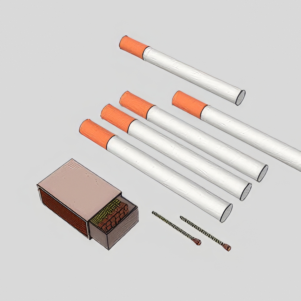 香烟_打火机_烟灰缸SU模型-1