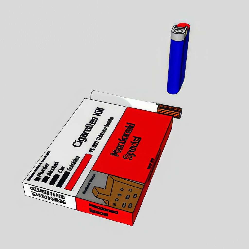 香烟_打火机_烟灰缸SU模型-1